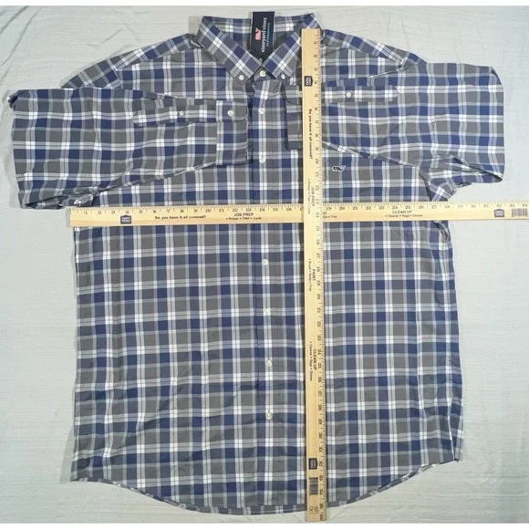 Men's Vineyard Vines NWT 2X Long Sleeve Button-Down Shirt Grey Harbor XXL New 2X - Picture 3 of 11
